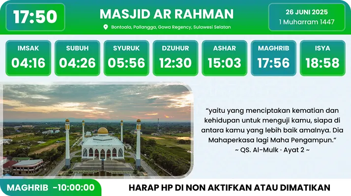 Contoh layar informasi masjid Lima Waktu