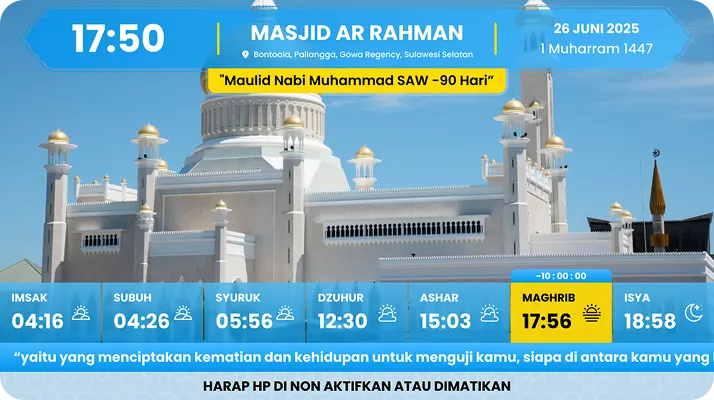 Tema layar digital masjid Lima Waktu